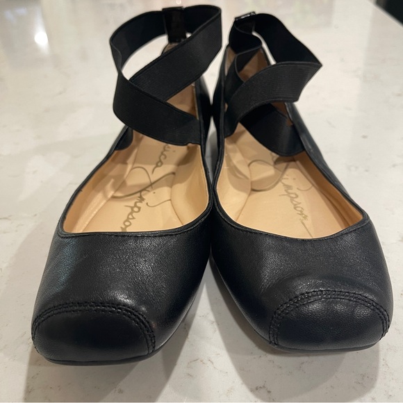 Jessica Simpson Chic Black Leather Women's Ballet Flats - Picture 1 of 6